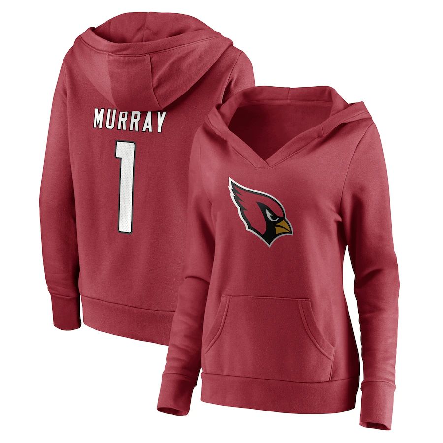 Women Arizona Cardinals #1 Kyler Murray Fanatics Branded Cardinal Player Icon Name & Number Pullover Hoodie